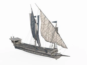 帆船を運ぶ古代の船 3Dモデル