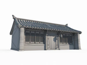 East Asian ancient building town houses 3D Model