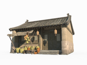 East Asian ancient architecture small shop 3D Model