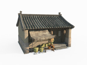 East Asian ancient architecture small shop 3D Model