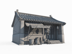 East Asian ancient architecture small shop 3D Model