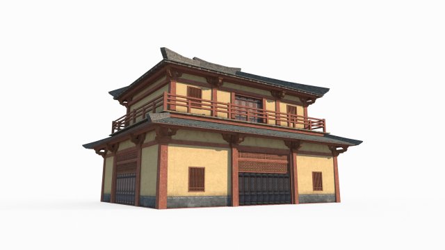 East Asian Ancient Architecture City Bookstore 3Dモデル .c4d .max .obj .3ds .fbx .stl .blend 