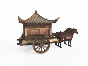 Древняя роскошная карета Восточной Азии 3D Модель