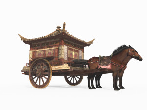 Ancient East Asian luxury carriage 3D Model