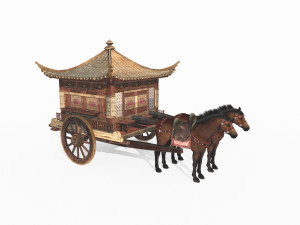 Ancient East Asian luxury carriage 3D Model