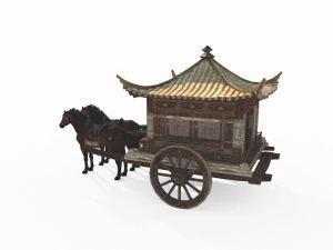 Ancient East Asian luxury carriage 3D Model