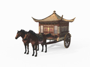 Ancient East Asian luxury carriage 3D Model