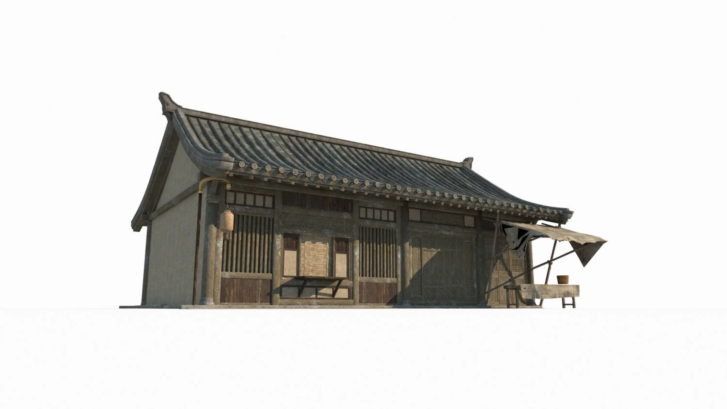 East Asian ancient building single room residential 3D Model .c4d .max .obj .3ds .fbx .stl .blend 