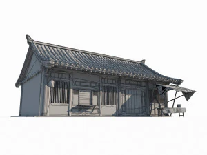 East Asian ancient building single room residential 3D Model