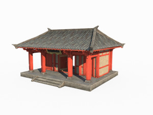 East Asian ancient building doorway Modello 3D