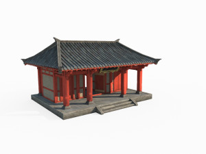 East Asian ancient building doorway Modello 3D