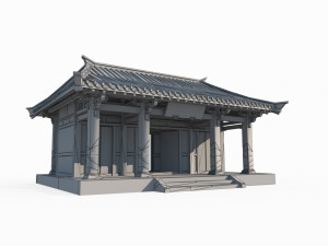 East Asian ancient building doorway Modello 3D