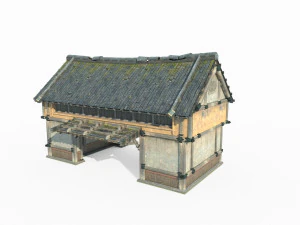 East Asia ancient building passage house 3D Model