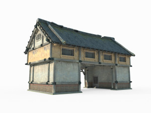East Asia ancient building passage house 3D Model