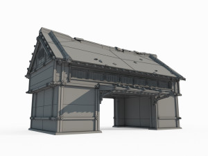 East Asia ancient building passage house 3D Model