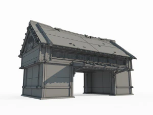 East Asia ancient building passage house 3D Model