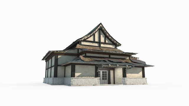 East Asian ancient architecture shop Modello 3D .c4d .max .obj .3ds .fbx .stl .blend 