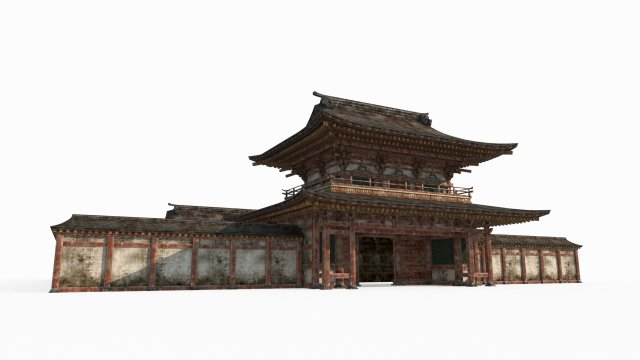 Ancient East Asian architecture Old temples 3D Model .c4d .max .obj .3ds .fbx .stl .blend 