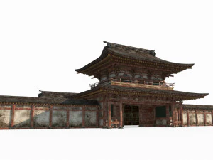 Ancient East Asian architecture Old temples 3D Model