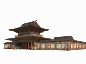 Ancient East Asian architecture Old temples 3D Model