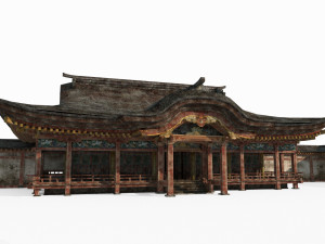 Ancient East Asian architecture Old temples 3D Model