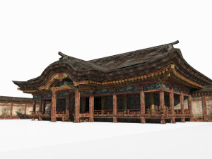 Ancient East Asian architecture Old temples 3D Model