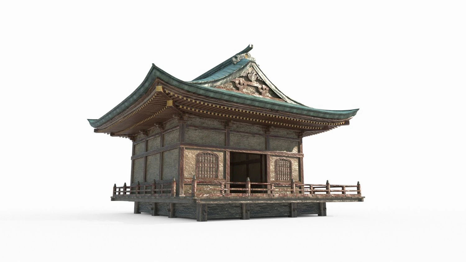 Small Buddhist halls of ancient East Asian architecture 3D Model .c4d .max .obj .3ds .fbx .stl .blend 