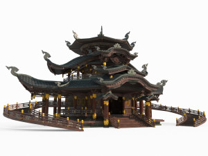 East Asian ancient architecture meeting palace Modelo 3D
