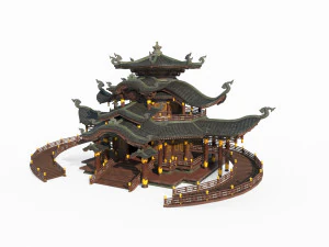 East Asian ancient architecture meeting palace 3D Model