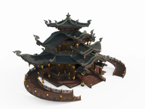 East Asian ancient architecture meeting palace 3D Model