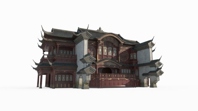 East Asian ancient architecture luxury stage 3D 모델 .c4d .max .obj .3ds .fbx .stl .blend 