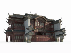 East Asian ancient architecture luxury stage 3D Model