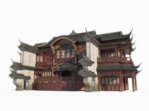 East Asian ancient architecture luxury stage 3D 모델
