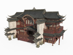 East Asian ancient architecture luxury stage 3D 모델