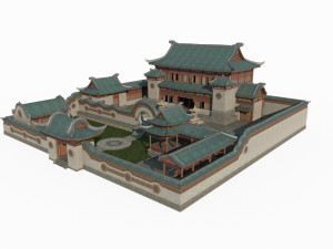 East Asian ancient architecture rich compound Modelo 3D