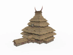 East Asian ancient building thatched hut gathering place 3D Model