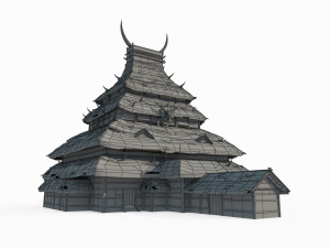 East Asian ancient building thatched hut gathering place 3D Модель