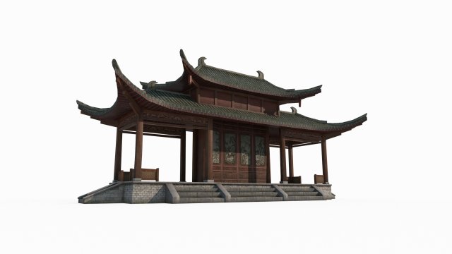 East Asian ancient architecture landscape pavilion Model 3D .c4d .max .obj .3ds .fbx .stl .blend 