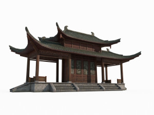 East Asian ancient architecture landscape pavilion 3D Model