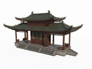 East Asian ancient architecture landscape pavilion Model 3D