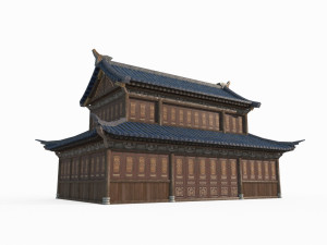 East Asian ancient building two-story building 3Dモデル
