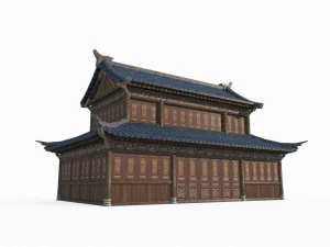 East Asian ancient building two-story building 3D Model