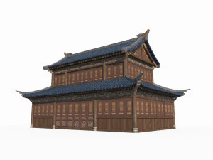 East Asian ancient building two-story building 3D Model