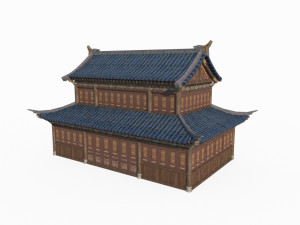 East Asian ancient building two-story building Model 3D