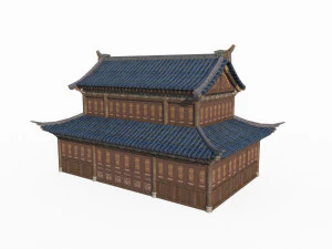 East Asian ancient building two-story building 3D Model