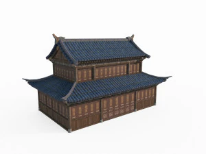 East Asian ancient building two-story building 3D Model