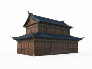 East Asian ancient building two-story building 3D Model