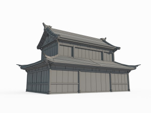 East Asian ancient building two-story building Model 3D