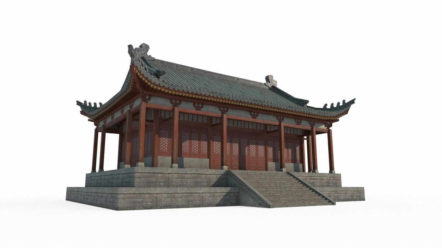East Asian ancient architecture study 3D Model .c4d .max .obj .3ds .fbx .stl .blend