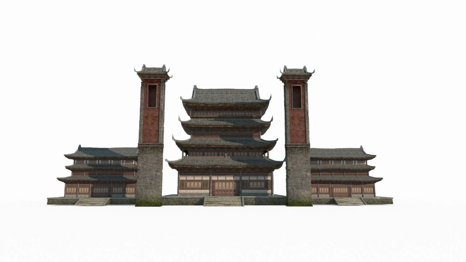 पूर्वी एशियाई प्राचीन इमारत बड़ी अटारी 3D मॉडल .c4d .max .obj .3ds .fbx .stl .blend 